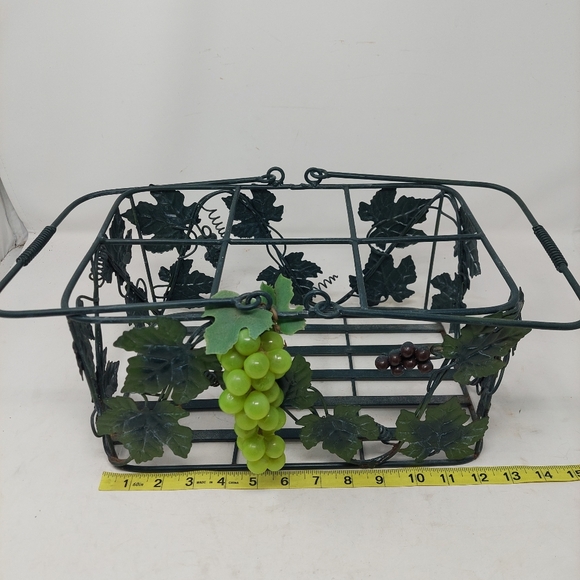 Wrought Iron Wine Basket 6 Bottle Caddy Leaf Grape Ivy Storage Decorative Tuscan - Picture 6 of 12